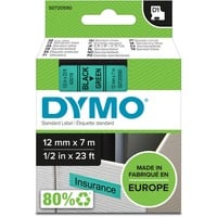 Dymo D1 étiquettes autocollantes authentiques | rouleau de 12 mm x 7 m | impression en vert sur fond noir | pour étiqueteuses LabelManager, Ruban Noir, Noir sur vert, Polyester, Belgique, -18 - 90 °C, DYMO, LabelManager, LabelWriter 450 DUO