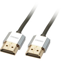 Lindy Câble HDMI Slim, compatible HDMI 2.0 Ultra HD, Ethernet CROMO®, type A/A, 1m Noir, compatible HDMI 2.0 Ultra HD, Ethernet CROMO®, type A/A, 1m, 1 m, HDMI Type A (Standard), HDMI Type A (Standard), Compatibilité 3D, Noir