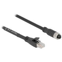 DeLOCK Câble M12 X-codé 8 broches prise > fiche RJ-45, Cat.5e S/FTP Noir