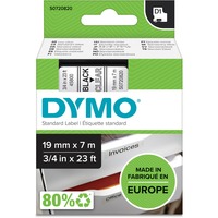 Dymo D1 étiquettes autocollantes authentiques de hautes performances en polyester | 19mm x 7m | 19mm | impression en noir sur fond transparent | pour étiqueteuses LabelManager, Ruban Noir sur transparent, Polyester, Belgique, -18 - 90 °C, DYMO, LabelManager, LabelWriter 450 DUO