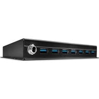 Lindy Hub Métal USB 3.0 7 ports, Hub USB USB 3.2 Gen 1 (3.1 Gen 1) Type-A, 5000 Mbit/s, Noir, 0,8 m, 185 mm, 75 mm