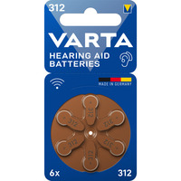 VARTA Pile pour appareil auditif Zinc Air 312, PR41, Batterie 