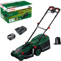 Bosch Tondeuse à batterie Rotak18V-34, 18 volts + kit de démarrage + bouchon de paillage, Tondeuse à gazon Vert/Noir