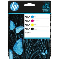 HP 912 Pack de 4 cartouches d'encre Noir/Cyan/Magenta/Jaune authentiques Rendement standard, Encre à pigments, Encre à pigments, 8,29 ml, 2,93 ml, 4 pièce(s)