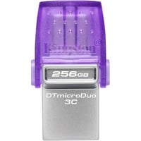 Kingston DataTraveler microDuo 3C 256 Go, Clé USB Violet/transparent, USB-A + USB-C