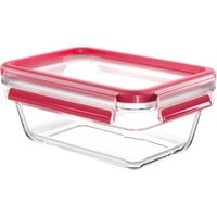 Emsa CLIP & CLOSE N10408 Rectangulaire Boîte 0,85 L Transparent 1 pièce(s) Transparent/Rouge, Boîte, Rectangulaire, 0,85 L, Transparent, Verre, 420 °C
