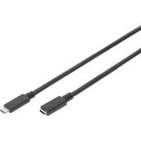 Digitus Câble de rallonge USB 2.0, connecteur USB-C > prise USB-C, Câble d'extension Noir