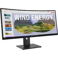 Lenovo ThinkVision T34WD-40 Moniteur 34" UltraWide incurvé Noir, 1x DisplayPort, 1x HDMI, 2x USB-C, 3x USB-A, 1x RJ-45, 120 Hz, 86,4 cm (34"), 3440 x 1440 pixels, Wide Quad HD, LED, 6 ms, Noir