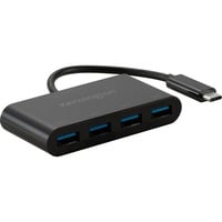 Kensington CH1200 Hub 4 ports USB-C 10 Gbits/s, Hub USB Noir, USB 3.2 Gen 2 (3.1 Gen 2) Type-C, USB 3.2 Gen 2 (3.1 Gen 2) Type-A, 10000 Mbit/s, Noir, Acrylonitrile-Butadiène-Styrène (ABS), Câble rond