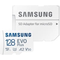 Samsung EVO Plus 128 Go microSDXC (2024, Carte mémoire Blanc, UHS-I U1, Class 10, V10, A1