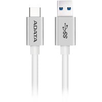 ADATA USB-C - USB 3.0, 1m câble USB USB 3.2 Gen 1 (3.1 Gen 1) USB C USB A 5 Gbit/s Blanc Blanc/Argent, 1m, 1 m, USB C, USB A, USB 3.2 Gen 1 (3.1 Gen 1), Mâle/Mâle, Blanc