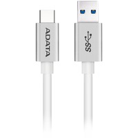 ADATA USB-C - USB 3.0, 1m câble USB USB 3.2 Gen 1 (3.1 Gen 1) USB C USB A Blanc Blanc/Argent, 1m, 1 m, USB C, USB A, USB 3.2 Gen 1 (3.1 Gen 1), Mâle/Mâle, Blanc
