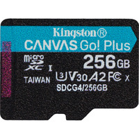 Kingston Canvas Go! Plus microSDXC 256 Go, Carte mémoire Noir, Classe 10, UHS-I U3, V30, A2