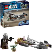 LEGO Star Wars Le Mandalorien et Grogu sur leur Speeder Bike, Jouets de construction 