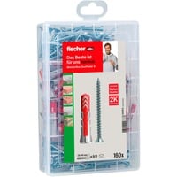 fischer Boîte Meister DUOPOWER + vis, Cheville Gris clair/Rouge