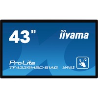 iiyama Prolite TF4339MSC-B1AG, Affichage public Noir, 109,2 cm (43"), 1920 x 1080 pixels, Full HD, LED, 8 ms, Noir