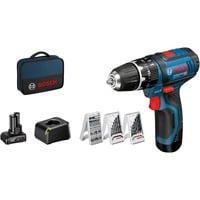 Bosch GSB 12V-15 Professional 1300 tr/min, Perceuse à percussion Bleu/Noir, Perceuse à poignée pistolet, 1 cm, 1300 tr/min, 1,9 cm, 1 cm, 1 mm