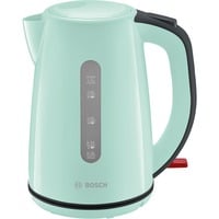 Bosch TWK7502 bouilloire 1,7 L 2200 W Gris, Turquoise Turquoise/Noir, 1,7 L, 2200 W, Gris, Turquoise, Plastique, Indicateur de niveau d'eau, Arrêt de sécurité en cas de surchauffe