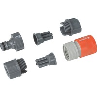 GARDENA Kit de raccordement pour arroseur souple, Connecteur Connecteur de pistolet/pulvérisateur, Gris, Orange