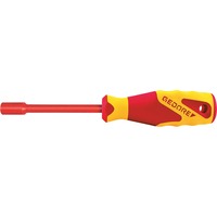 GEDORE Clé à douille VDE avec poignée 3K, 7 mm, Clés mixtes à cliquet Rouge/Jaune