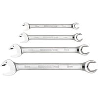 GEDORE Jeu de clés mixtes à cliquet rouges, ouvert, 4 pièces, Clé plate Chrome