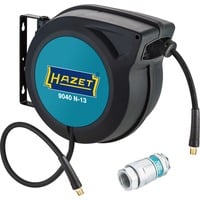 Hazet Enrouleur de tuyau 9040N/2 Set, 15 mètres, Tuyau pneumatique flexible Noir/Bleu