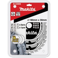 Makita B-33906 lame de scie circulaire 19 cm 3 pièce(s), Jeu de lames de scie Bois, 19 cm, 3 cm, 2,2 mm, 3 pièce(s)