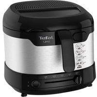 Tefal Uno FF215D Unique 1,8 L Autonome 1600 W Friteuse Noir, Acier inoxydable Acier inoxydable/Noir, Friteuse, 1,8 L, 1 kg, 1,8 L, 150 °C, 190 °C