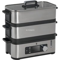 WMF KITCHENminis 0415090011 cuiseur vapeur 2 Nombre de paniers Comptoir 900 W Noir, Acier inoxydable Argent, 2 Nombre de paniers, Noir, Acier inoxydable, Comptoir, Boutons, Rotatif, Devant, Acier inoxydable