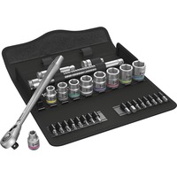 Wera 8100 SB 8 Zyklop Jeu de cliquets métalliques, 29 pièces, Set d'outils Noir/Argent, Double embrayage, 3/8" drive, métrique