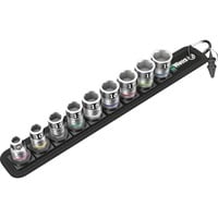 Wera Belt B 1 Ensemble de douilles, Clés mixtes à cliquet Noir/Argent, Ensemble de douilles, 3/8", Métrique, 9 tête(s), 8,10,12,13,15,16,17,18,19 mm