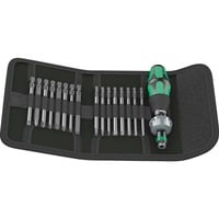 Wera Kraftform Compacte 60 RA (avec cliquer), Set d'embouts de vissage Noir/Vert, Tournevis porte embouts et embouts