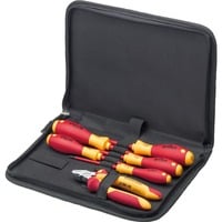 Wiha Kit d'outils de l'électricien, Set d'outils Rouge/Jaune, 6 pièces dans une boîte à outils