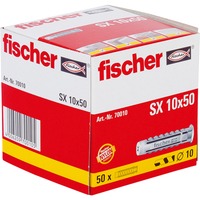 fischer SX 10 x 50 Screw Anchors & Wall Plugs, Cheville Gris clair, Nylon, Gris, 5 cm, 1 cm, 7 cm, 6 mm