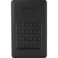 Verbatim Disque dur portable sécurisé Store n Go avec accès par clavier 2 To Noir/Argent, 2000 Go, 3.2 Gen 1 (3.1 Gen 1), Noir, Argent