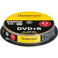 Intenso 1x10 DVD+R 8.5GB 8x Double Layer printable 8,5 Go DVD+R DL 10 pièce(s), Support vierge DVD DVD+R DL, 120 mm, Imprimable, Boîte à gâteaux, 10 pièce(s), 8,5 Go