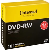 Intenso DVD-RW 4.7GB, 4x 4,7 Go 10 pièce(s), Support vierge DVD 4x, DVD-RW, 120 mm, Petit boitier, 10 pièce(s), 4,7 Go