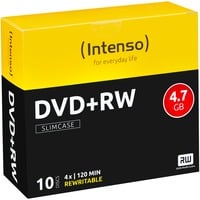 Intenso DVD+RW 4.7GB, 4x 4,7 Go 10 pièce(s), Support vierge DVD 4x, 4,7 Go, DVD+RW, 120 mm, 10 pièce(s), Petit boitier