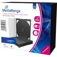 BOX31-2 étui disque optique Boîtier double 2 disques Noir, Transparent, Étui de protection