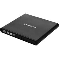 Verbatim Graveur de CD/DVD externe, Graveur DVD externe Noir, Noir, horizontale, Ordinateur portable, DVD-RW, USB 2.0, CD, CD-R, CD-RW, DVD, DVD+R, DVD+R DL, DVD+RW, DVD-R, DVD-R DL, DVD-RAM, DVD-ROM