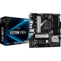 ASRock A520M Pro4 Emplacement AM4 micro ATX carte mère socket AM4 AMD, Emplacement AM4, AMD Ryzen™ 3 de 3e génération, AMD Ryzen 5 de 3e génération, AMD Ryzen™ 7 de 3e..., DDR4-SDRAM, 64 Go, DIMM