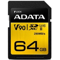 ADATA Premier ONE 64 Go SDXC UHS-II Classe 10, Carte mémoire 64 Go, SDXC, Classe 10, UHS-II, 290 Mo/s, 260 Mo/s