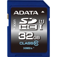 ADATA Premier SDHC UHS-I U1 Class10 32GB 32 Go Classe 10, Carte mémoire 32 Go, SDHC, Classe 10, 30 Mo/s, 10 Mo/s, Noir, Bleu
