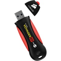 Corsair Voyager GT lecteur USB flash 256 Go USB Type-A 3.2 Gen 1 (3.1 Gen 1) Noir, Rouge, Clé USB Noir/Rouge, 256 Go, USB Type-A, 3.2 Gen 1 (3.1 Gen 1), 390 Mo/s, Casquette, Noir, Rouge