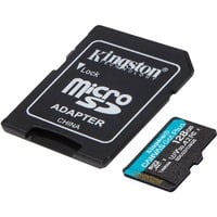 Kingston Canvas Go! Plus 128 Go microSDXC, Carte mémoire Noir, Incl. adapter, Class 10, UHS-I U3, V30, A2