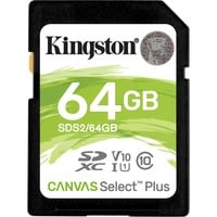 Kingston Canvas Select Plus SDXC 64 Go, Carte mémoire Noir, SDS2/64GB, Class 10 UHS-I U3