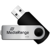 MediaRange MR911 lecteur USB flash 32 Go USB Type-A / Micro-USB 2.0 Noir, Argent, Clé USB Noir/Argent, 32 Go, USB Type-A / Micro-USB, 2.0, 13 Mo/s, Pivotant, Noir, Argent