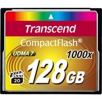 Transcend 1000x CompactFlash 128GB 128 Go MLC, Carte mémoire Noir, 128 Go, CompactFlash, MLC, 160 Mo/s, 120 Mo/s, Noir