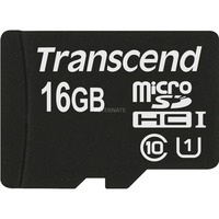 Transcend 16GB microSDHC Class 10 UHS-I 16 Go MLC Classe 10, Carte mémoire Noir, 16 Go, MicroSDHC, Classe 10, MLC, 90 Mo/s, Class 1 (U1)