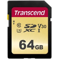 Transcend 64GB, UHS-I, SD 64 Go SDXC Classe 10, Carte mémoire Noir, UHS-I, SD, 64 Go, SDXC, Classe 10, UHS-I, 95 Mo/s, 50 Mo/s